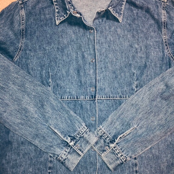 Baby Crew Long Sleeve Denim Snap Front Maternity Shirt, Sz Lg - Picture 7 of 11